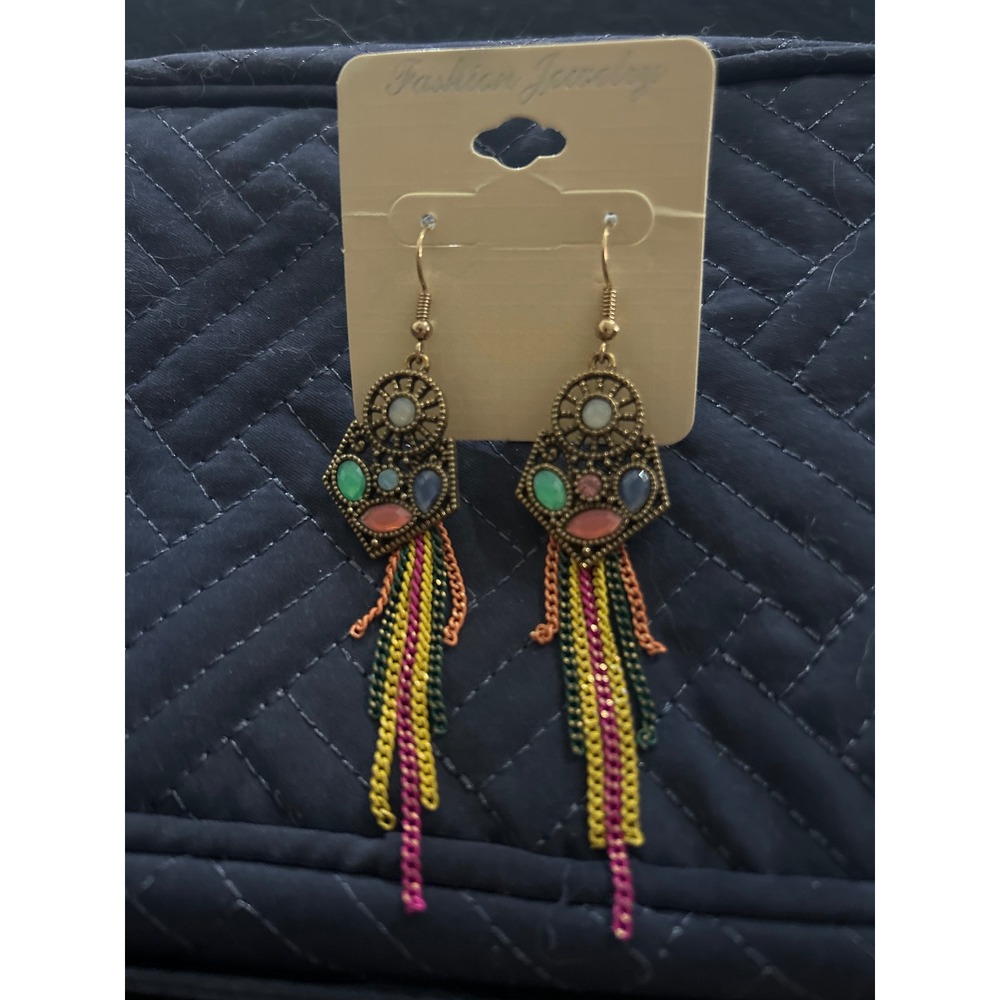 Colorful Dangle Earrings Bohemian Style‎ Gold Tone Fashion Jewelry
